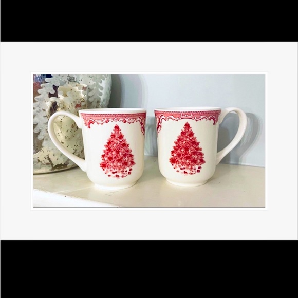 Christmas Set of Two Old Britain Castles Pink  Coffee Mugs by JOHNSON Bros - Picture 1 of 1